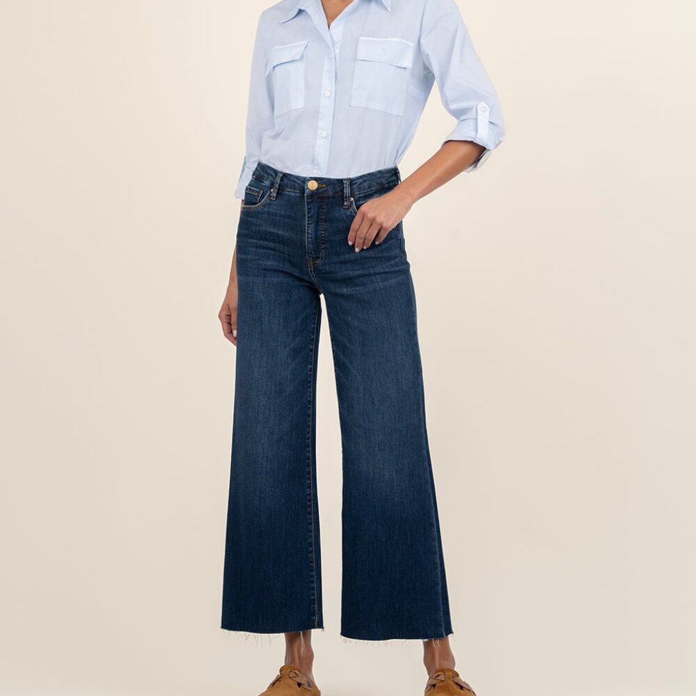 Kut from the Kloth Meg High Rise Wide Leg Size 66 / Exhibited W/Dk Stone Base Wa